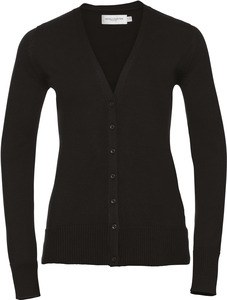 Russell Collection RU715F - Ladies' V-Neck Knitted Cardigan Black