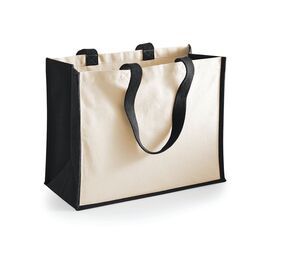 Westford mill WM422 - Classic Burlap Shopping Bag Black