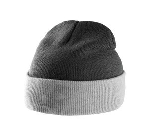 K-up KP514 - BI-COLOUR BEANIE HAT WITH TURN-UP Dark grey / Light grey