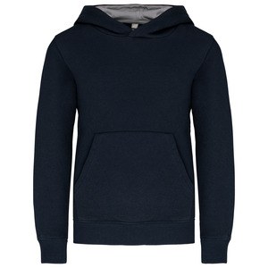 Kariban K453 - KIDS' CONTRAST HOODED SWEATSHIRT Navy / Fine Grey