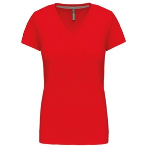 Kariban K381 - LADIES' SHORT SLEEVE V-NECK T-SHIRT Red