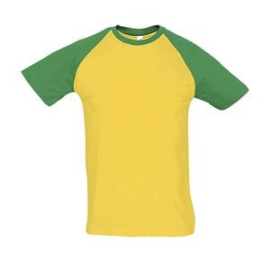 SOL'S 11190 - Funky Men's Two Colour Raglan Sleeve T Shirt Jaune / Vert Prairie