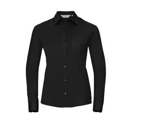 Russell Collection JZ36F - Women's 100% Cotton Poplin Shirt Black