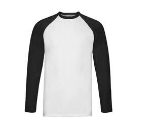 Fruit of the Loom SC238 - Men's 100% cotton long-sleeved t-shirt White/Black