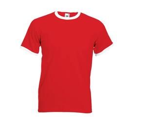 Fruit of the Loom SC245 - Ringer Men's T-Shirt 100% Cotton Red