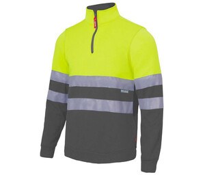 VELILLA V5701 - High visibility two-tone zipped sweatshirt Fluo Yellow / Grey