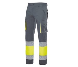 VELILLA V13002 - MULTI-POCKET STRETCH PANTS Grey/Fluo Yellow