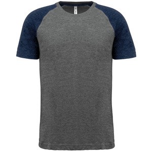 Proact PA4010 - Adult Triblend two-tone sports short sleeve t-shirt Grey Heather / Sporty Navy Heather