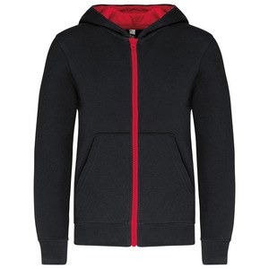 Kariban K486 - Children's zipped hooded sweatshirt Black / Red