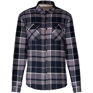 Kariban K579 - Sherpa-lined checked SHIRT JACKET Storm grey / Navy