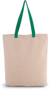 Kimood KI0278 - Gusset shopping bag with contrasting handles Natural / Kelly Green