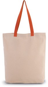 Kimood KI0278 - Gusset shopping bag with contrasting handles Natural / Spicy Orange