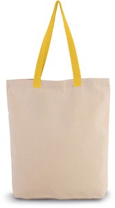 Kimood KI0278 - Gusset shopping bag with contrasting handles Natural/Yellow