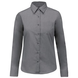 Kariban K549 - JESSICA - LADIES' LONG SLEEVE EASY CARE POLYCOTTON POPLIN SHIRT Marl Storm Grey