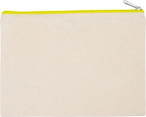 Kimood KI0722 - Canvas cotton pouch - large model Natural / Fluorescent Yellow