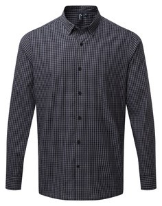 Premier PR252 - Large check gingham shirt Steel/ Black