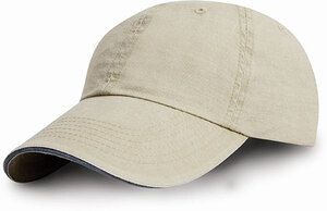 Result RC054X - Fine line washed cotton cap with sandwich visor Putty/ Navy