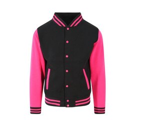 AWDIS JH043 - Baseball sweatshirt Jet Black/ Hot Pink