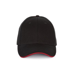 K-up KP185 - Cap with contrasting sandwich visor - 6 panels Black / Red