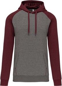 Proact PA369 - Adult two-tone hooded sweatshirt Grey Heather / Wine Heather