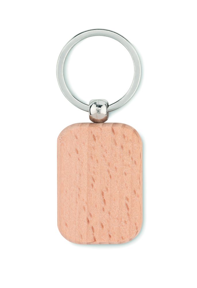 GiftRetail MO9774 - POTY WOOD Rectangular wooden key ring