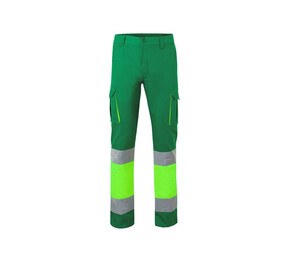 VELILLA V3030 - HIGH-VISIBILITY TWO-TONE MULTI-POCKET PANTS Green / Fluo Yellow