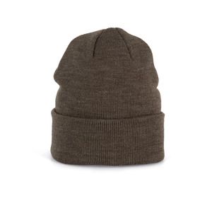 K-up KP031 - KNITTED TURNUP BEANIE Dark Khaki Heather