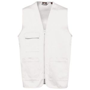 WK. Designed To Work WK608 - Unisex polycotton multi-pocket vest White