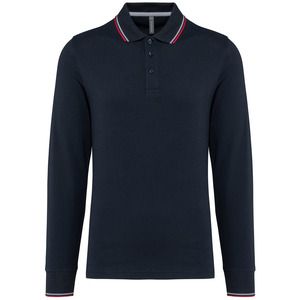 Kariban K280 - Men’s long-sleeved piqué knit polo shirt Navy / Red / White