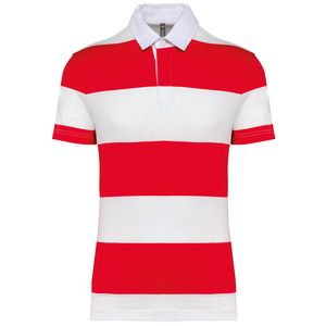 Kariban K286 - Unisex short-sleeved striped polo shirt Red / White Stripes