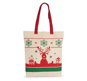 Kimood KI0733 - Shopping bag with Christmas patterns Natural