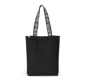 Kimood KINS115 - Recycled flat bottom shopping bag Black Night / Nippon Ecru