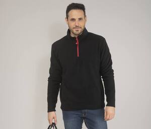 BLACK&MATCH BM505 - 1/4 zip fleece jacket Black / Black