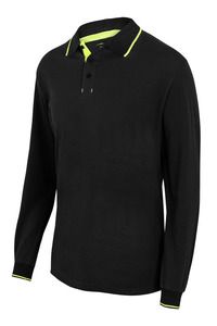 Velilla 105515 - LS TWO-TONE POLO BLACK/HI-VIS YELLOW