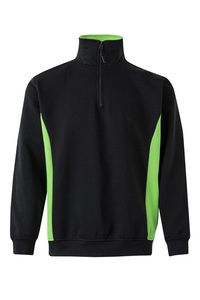 Velilla 105704 - TWO-TONE QUARTERZIP SWEATSHIRT Black/Lime Green