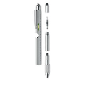 GiftRetail MO2072 - RETOOL Spirit level pen with ruler matt silver