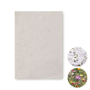 GiftRetail MO6916 - ASIDO A6 wildflower seed paper sheet White
