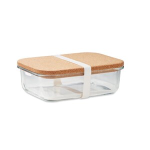 GiftRetail MO2255 - CANOA Glass lunch box with cork lid Transparent