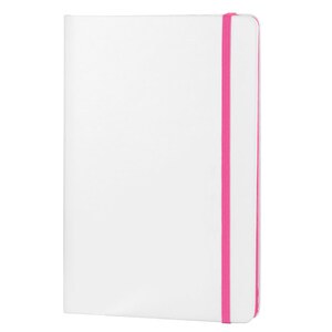 EgotierPro 37088 - White PU Cover Notebook with Elastic Closure COLORE Pink