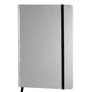 EgotierPro 38008 - A5 Metallic PU Cover Notebook, 80 Sheets LUMINE Silver