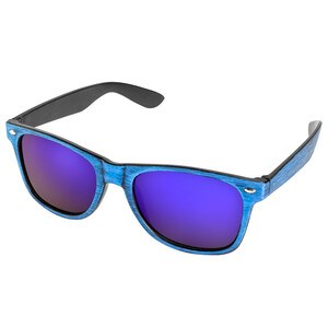 EgotierPro 38056 - Colored Wood-Imitation Sunglasses with UV400 Mirror Lenses TIMBER Blue