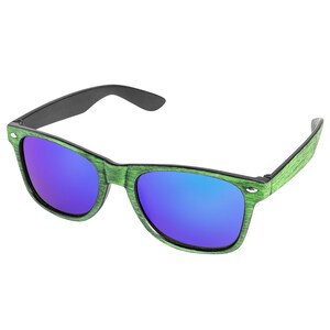 EgotierPro 38056 - Colored Wood-Imitation Sunglasses with UV400 Mirror Lenses TIMBER Green