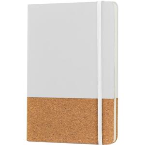 EgotierPro 38552 - A5 Notebook with PU Cork Cover BOUND White