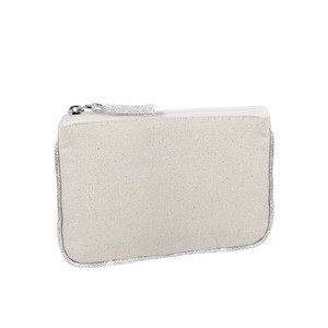 EgotierPro 39512 - Canvas Cotton Toilet Bag with Metallic Accents PRETTY Silver