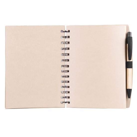 EgotierPro 50053 - Bamboo Notebook with Kraft Sheets & Pen PANDA