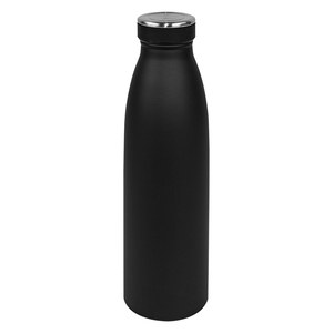 EgotierPro 52029 - Double Wall 500ml Bottle with Rubber Cap Black