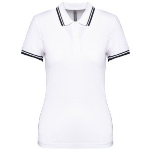 Kariban K273 - Ladie's 2 striped short sleeved poloshirt White / Navy