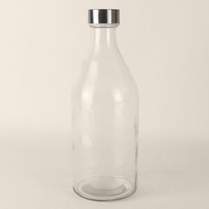 EgotierPro 39523 - Glass Bottle with Stainless Steel Cap, 1L MINERAL