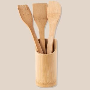 EgotierPro 50643 - Bamboo Utensil Set with Holder, 3-Piece KIPER