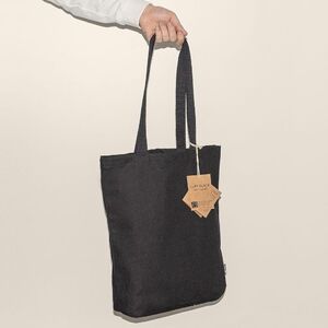 EgotierPro 52045 - Fairtrade Black Cotton Bag with Long Handles FAIRTRADE